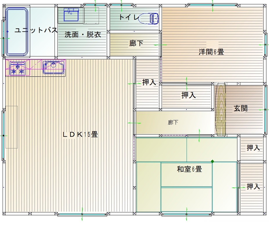 愛媛・松山市 23坪平屋2LDK 1階平面図|西畑建設の施工事例